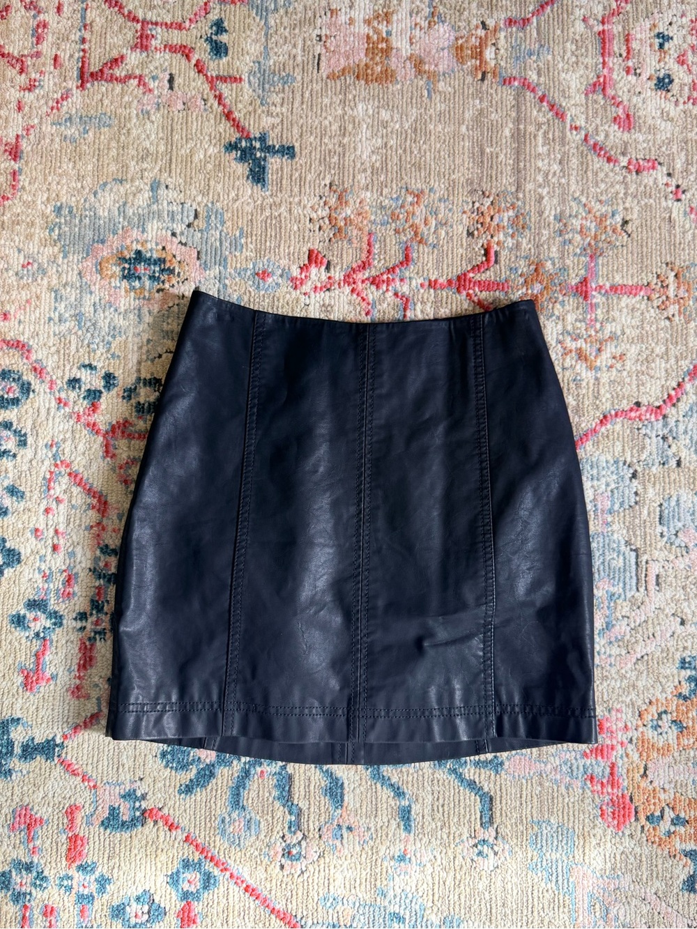 Free People Black faux Leather Mini Skirt
